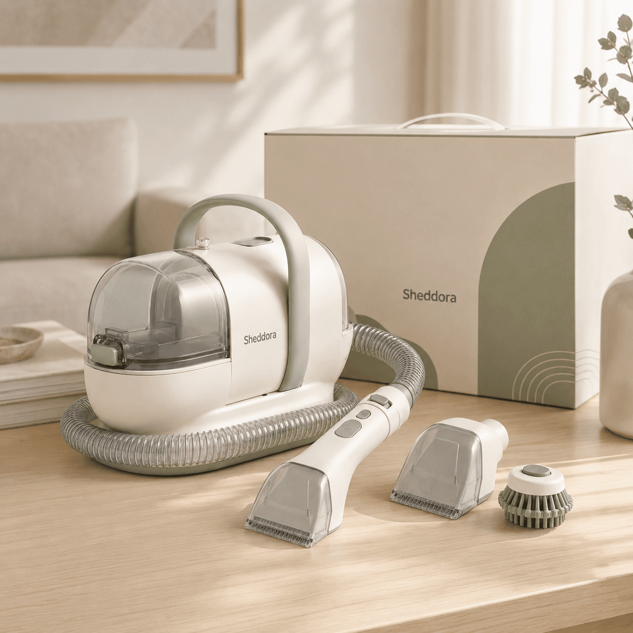 Sheddora grooming kit with retail packaging